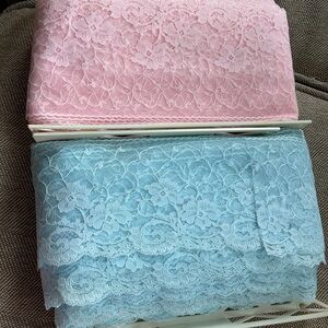 Vintage huge Pink and Blue Lace Fabric bundle